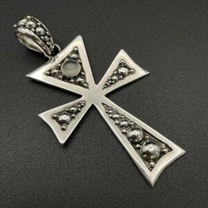 Sterling Suarti Bali Byzantine Cross Moonstone Ball‎ Beaded Ornate